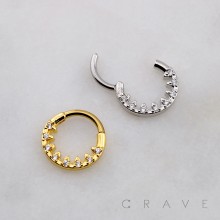 MULTI PAVED CZ SEPTUM HINGED SEGMENT HOOP RING 316L SURGICAL STEEL 